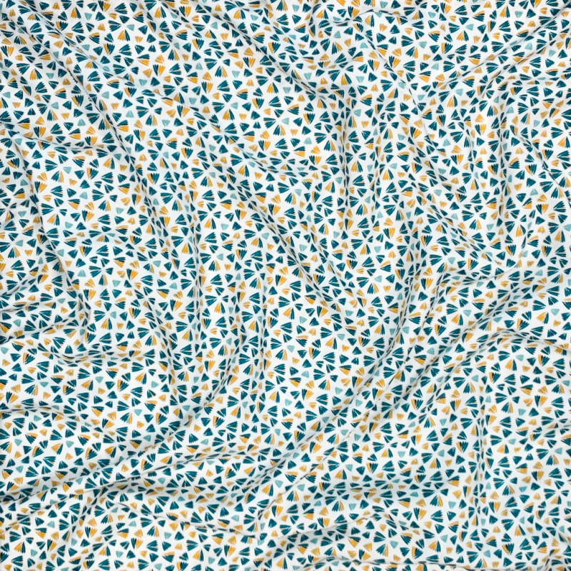 Printed Viscose ZANTEME White / Peacock